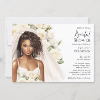 Belle mariée afro-américaine blanche roses boho