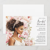 Invitation Belle mariée afro-américaine copine blush (Devant / Derrière)