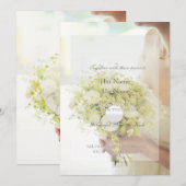 Invitation Belle mariée avec Mariage de bouquet de fleurs (Devant / Derrière)