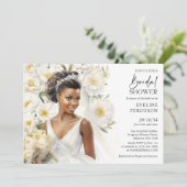 Invitation Belle mariée en peau noire avec mariage gown boho (Debout devant)