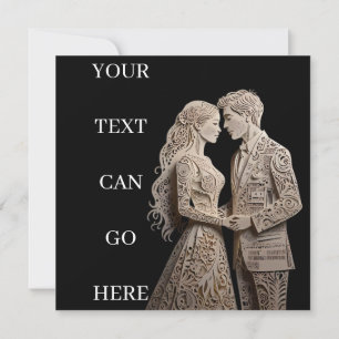 Invitation Belle mariée et chambre debout au bord de la mer