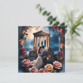 Invitation Belle mariée et mari debout au bord de la mer (Debout devant)