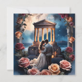 Invitation Belle mariée et mari debout au bord de la mer (Devant)