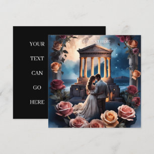 Invitation Belle mariée et marié debout au bord de la mer