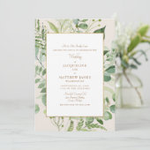 Invitation Belle Mariée Parents Vert feuillu Crème & Or (Debout devant)