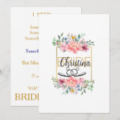 Invitation Belle mariée pour être Fête des mariées (Devant / Derrière)