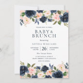 Invitation Belle Marine & Blush Baby shower Floral Brunch (Devant)