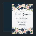 Invitation Belle Marine & Blush Floral Sweet 16 Party<br><div class="desc">Belle Marine & Blush Floral Sweet 16 Party Invitation Voir la collection correspondante dans Niche and Nest Store</div>