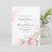 Invitation Belle menthe rose rose feuille mariage (Debout devant)
