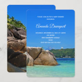 Invitation Belle mer tropicale avec douche de plage rocheuse (Devant / Derrière)