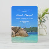 Invitation Belle mer tropicale avec douche de plage rocheuse (Debout devant)