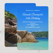 Invitation Belle mer tropicale avec une plage rocheuse d'anni (Devant / Derrière)