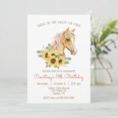 Invitation Belle, moderne Horse & Sunflower Anniversaire (Debout devant)