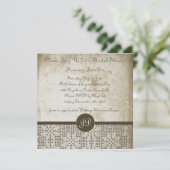 Invitation Belle Monogramme Antique Papier Crochet Dentelle (Debout devant)