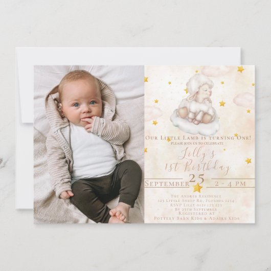 Invitation Belle Mouton épais poussière de nuage épais étoile (Devant)