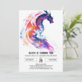 Invitation Belle Mythique Enfants Dragon Anniversaire (Debout devant)