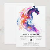 Invitation Belle Mythique Enfants Dragon Anniversaire (Devant / Derrière)