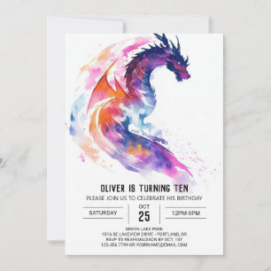 Invitation Belle Mythique Enfants Dragon Anniversaire