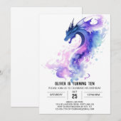 Invitation Belle Mythique Enfants Dragon Anniversaire (Devant / Derrière)