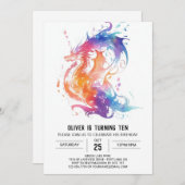 Invitation Belle Mythique Enfants Dragon Anniversaire (Devant / Derrière)