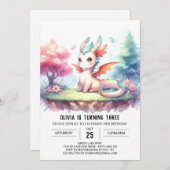 Invitation Belle Nature Dragon Anniversaire (Devant / Derrière)