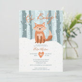 Invitation Belle neige de renard d'hiver illustration Oh baby (Debout devant)