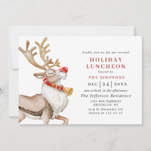 Invitation Belle Noël Cartoon Reindeer VACANCES DÉJEUNER