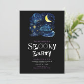 Invitation Belle nuit Sky Crescent Lune Stars Halloween (Debout devant)