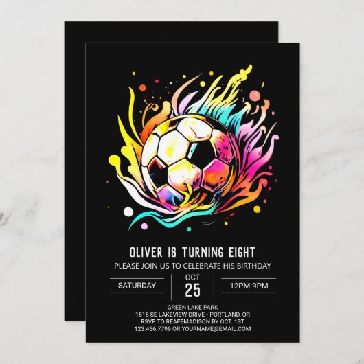 Invitation Belle Objectif Editable Soccer Anniversaire (Devant / Derrière)