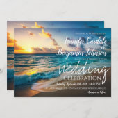 Invitation Belle Ocean Waves Summer Beach Mariage (Devant / Derrière)