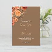 Invitation Belle Orange Floral Bouquet Mariage Brown (Debout devant)