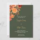 Invitation Belle Orange Floral Bouquet Vert Mariage (Devant)