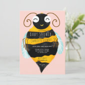 Invitation Belle orange rayures noir abeilles fille baby show (Debout devant)