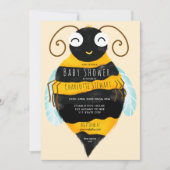 Invitation Belle orange rayures noires bumble abeille baby sh (Devant)