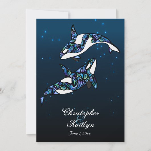 Invitation Belle Orca Whales Beach Mariage (Devant)