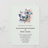 Invitation Belle papillons et Mariage de fleurs (Devant / Derrière)