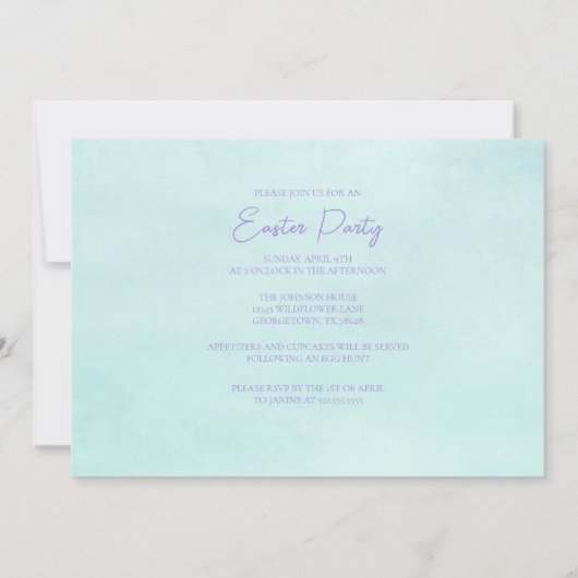 Invitation Belle Pâques Bunny Custom Pastel Party (Dos)