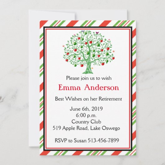 Invitation Belle partie de retraite de professeur de pommier (Devant)