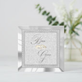 Invitation Belle Parties scintillant blanche, Satin et Mariag (Debout devant)