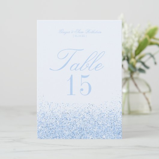 Invitation Belle Parties scintillant Bleue Mariage Tableau Nu (Debout devant)