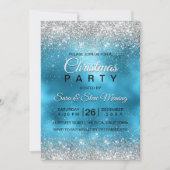 Invitation Belle parties scintillant d'argent turquoise Noël (Devant)