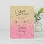 Invitation Belle Parties scintillant rose or Ombre (Debout devant)
