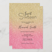 Invitation Belle Parties scintillant rose or Ombre (Devant / Derrière)