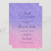 Invitation Belle Parties scintillant rose violet Ombre (Devant / Derrière)