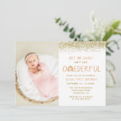 Invitation Belle Pastel Arc-en-ciel 1er Anniversaire Photo (Debout devant)