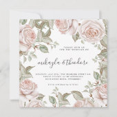 Invitation Belle Peach Blush Aquarelle Rose Mariage (Devant)