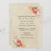 Invitation Belle Peach Flower Shabby Mariage campagnard chic (Devant / Derrière)
