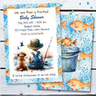 Invitation Belle pêche à thème Baby shower de garçon