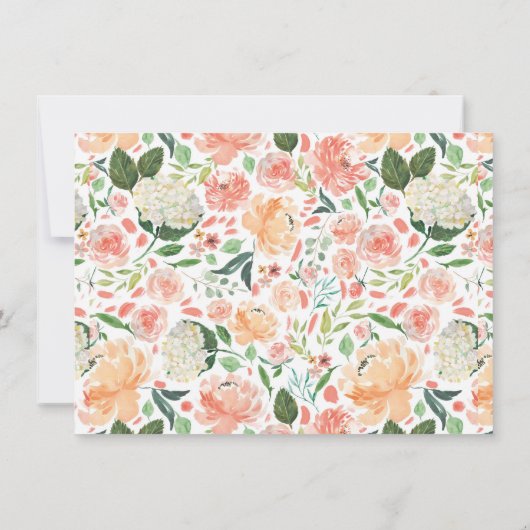 Invitation Belle Pêche Aquarelle Florale fête d'anniversaire (Dos)