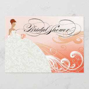 Invitation Belle pêche et Fête de la mariée Luxe blanche